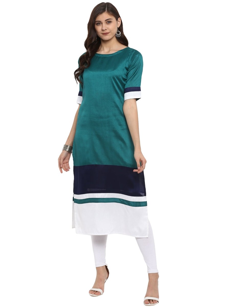 Ahalyaa Women Multicoloured Colourblocked Straight Beautiful Kurta | Swadesiicart