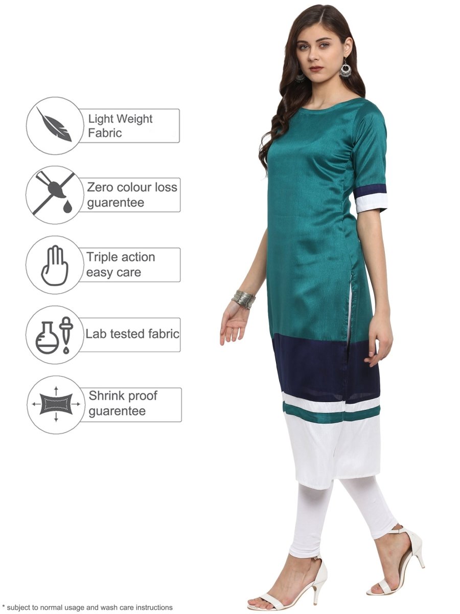 Ahalyaa Women Multicoloured Colourblocked Straight Beautiful Kurta | Swadesiicart