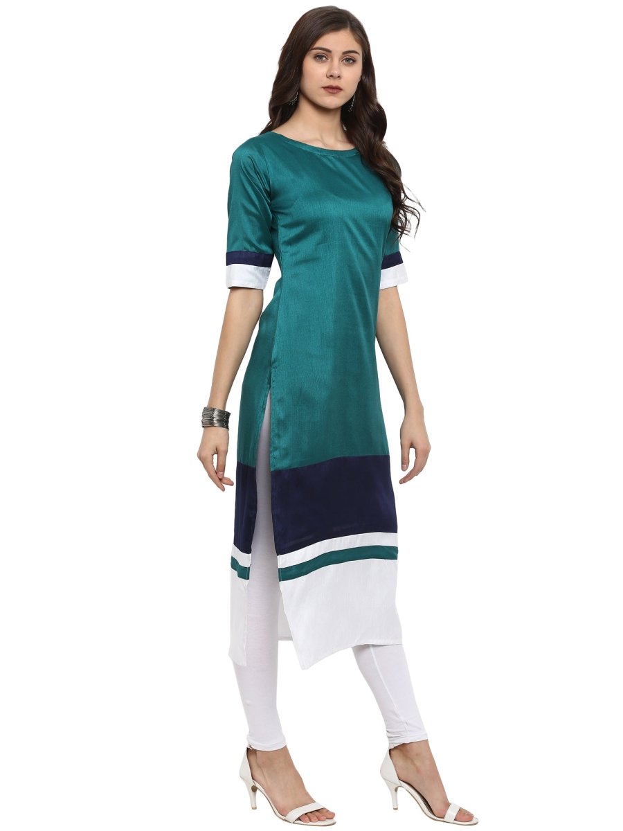 Ahalyaa Women Multicoloured Colourblocked Straight Beautiful Kurta | Swadesiicart