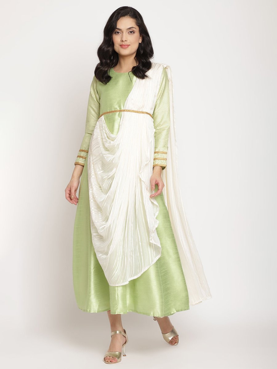 Ahalyaa Gorgeous Green Art Silk Kurta | Swadesiicart