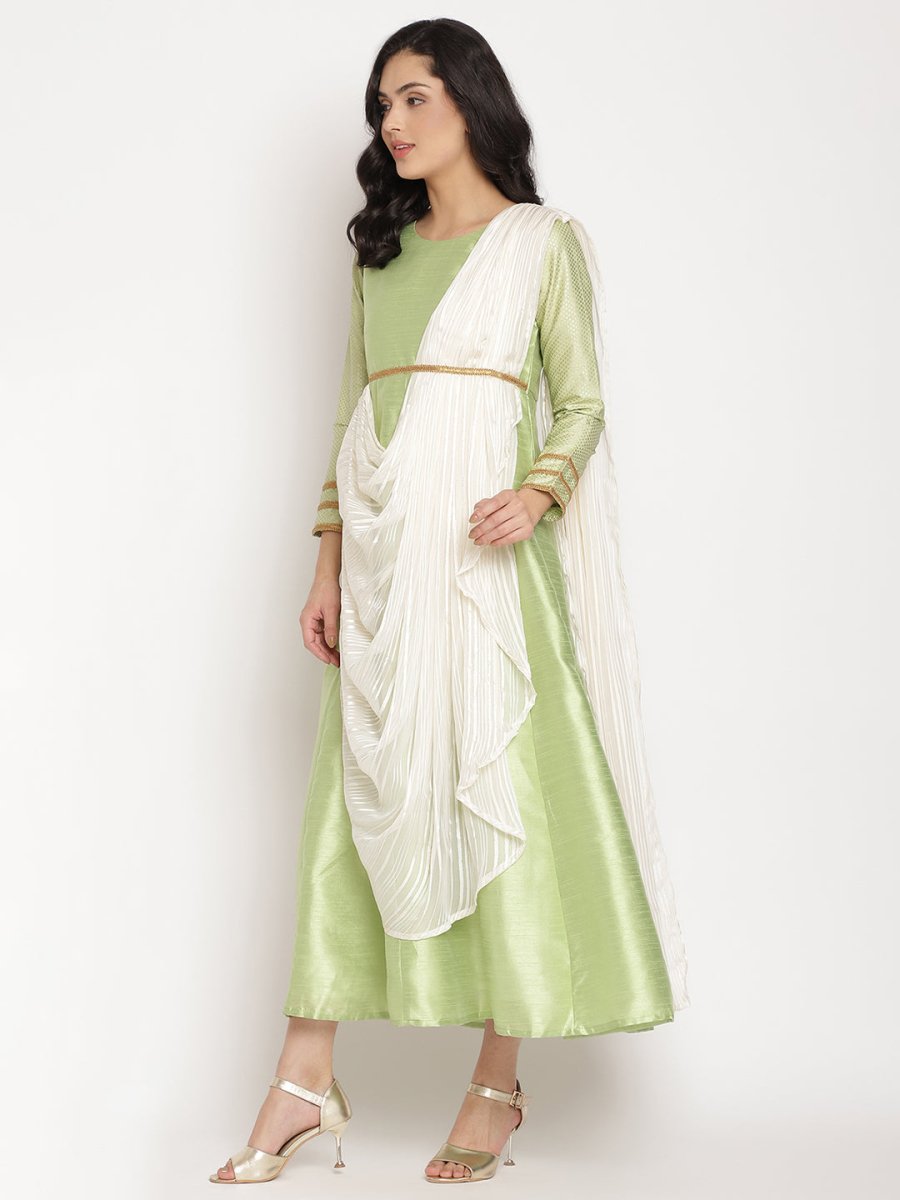 Ahalyaa Gorgeous Green Art Silk Kurta | Swadesiicart