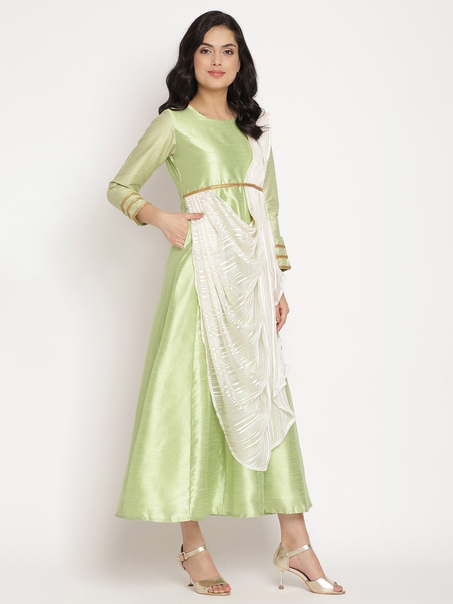 Ahalyaa Gorgeous Green Art Silk Kurta | Swadesiicart