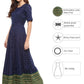 Ahalyaa Navy Blue Flared Kurta Dress | Swadesiicart