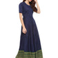Ahalyaa Navy Blue Flared Kurta Dress | Swadesiicart