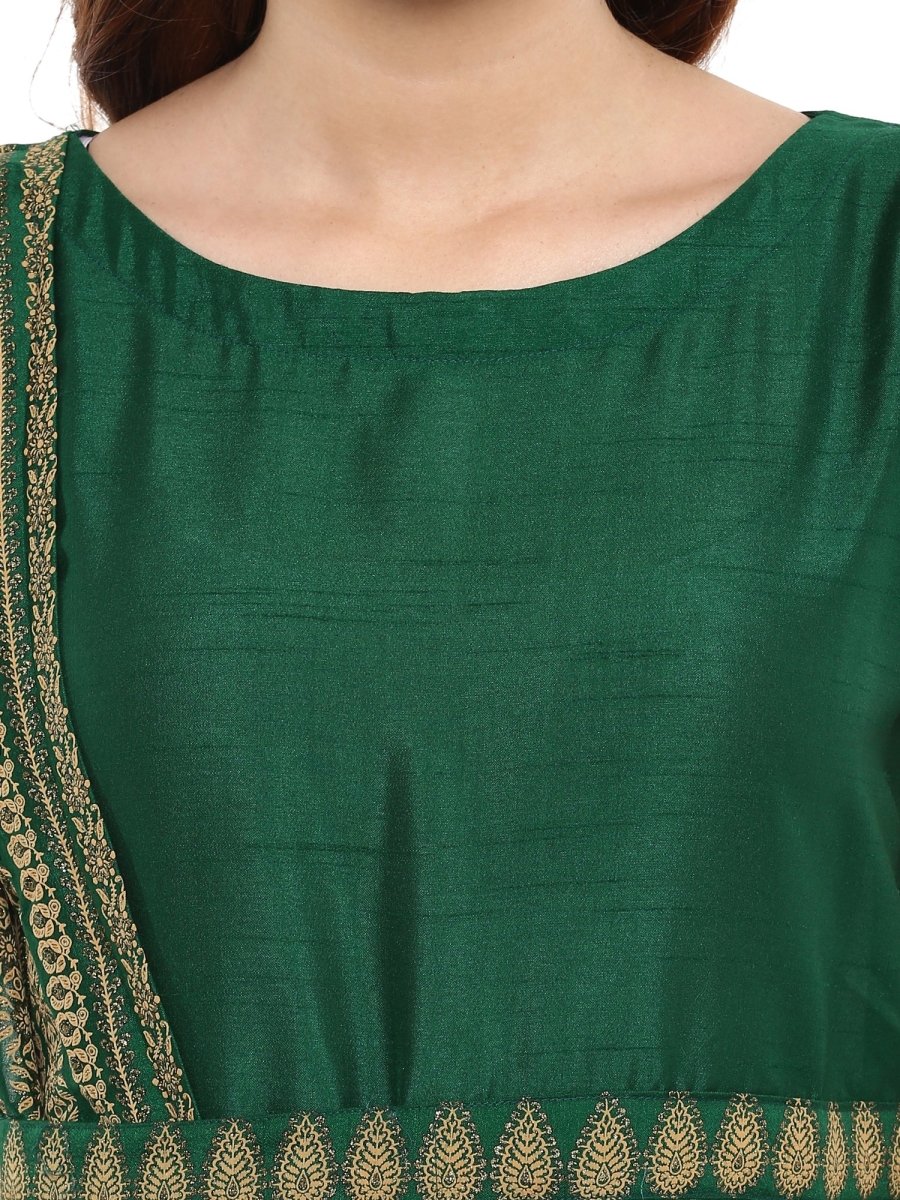 Ahalyaa Printed Faux Silk Anarkali With Attached Dupatta | Swadesiicart