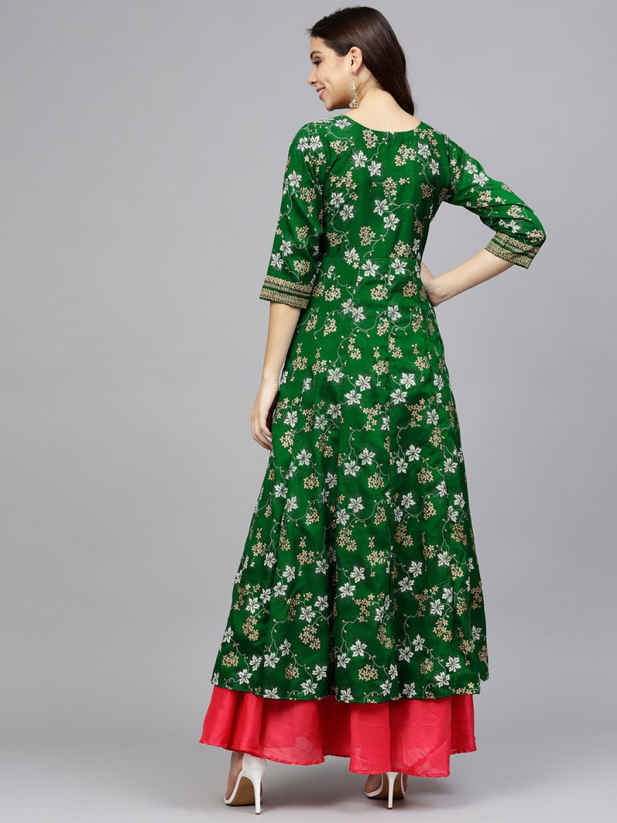 Ahalyaa Women Rubber Glitter Anarkali & Double layer Poly Silk Kurta | Swadesiicart