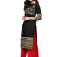Ahalyaa Black Printed Beautiful Straight Kurta | Swadesiicart