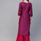 Ahalyaa Magenta & Pink Screen Printed Kurta with Palazzo | Swadesiicart