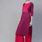 Ahalyaa Magenta & Pink Screen Printed Kurta with Palazzo | Swadesiicart