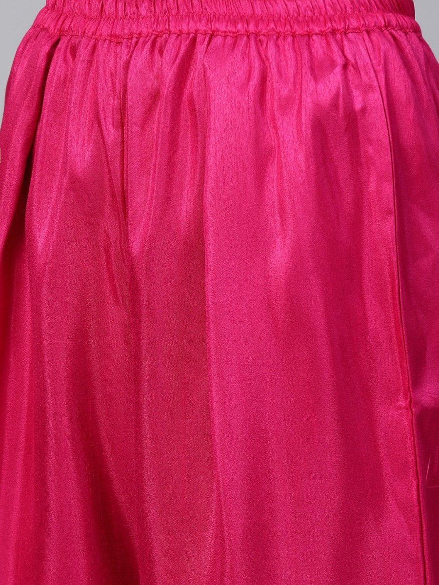 Ahalyaa Magenta & Pink Screen Printed Kurta with Palazzo | Swadesiicart