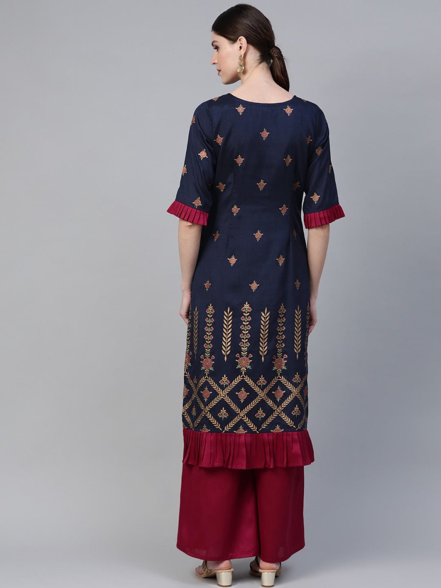 Ahalyaa Printed Kurta With Palazzo | Swadesiicart