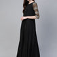 Ahalyaa Black Solid Front Slit Kurta With Palazzo | Swadesiicart