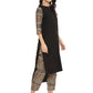 Ahalyaa Women Black & Golden Printed High Low Kurta With Trouser | Swadesiicart