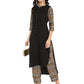 Ahalyaa Women Black & Golden Printed High Low Kurta With Trouser | Swadesiicart