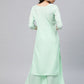 Ahalyaa Women Sea Green & Golden Printed Kurta With Palazzo | Swadesiicart