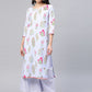 Ahalyaa Women Blue & Pink Floral Print Kurta With Palazzo | Swadesiicart