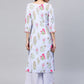 Ahalyaa Women Blue & Pink Floral Print Kurta With Palazzo | Swadesiicart