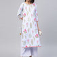 Ahalyaa Women Blue & Pink Floral Print Kurta With Palazzo | Swadesiicart
