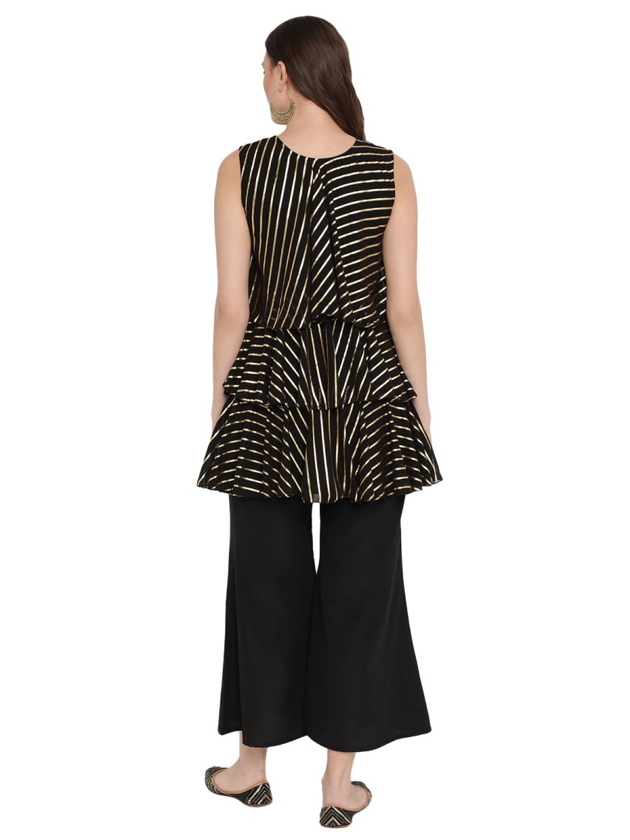 Ahalyaa Crepe Foil Printed Top With Plazzo | Swadesiicart
