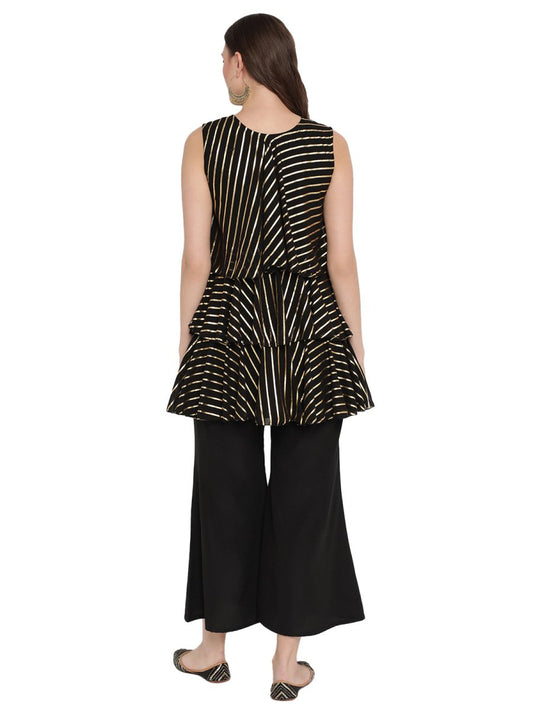 Ahalyaa Crepe Foil Printed Top With Plazzo | Swadesiicart