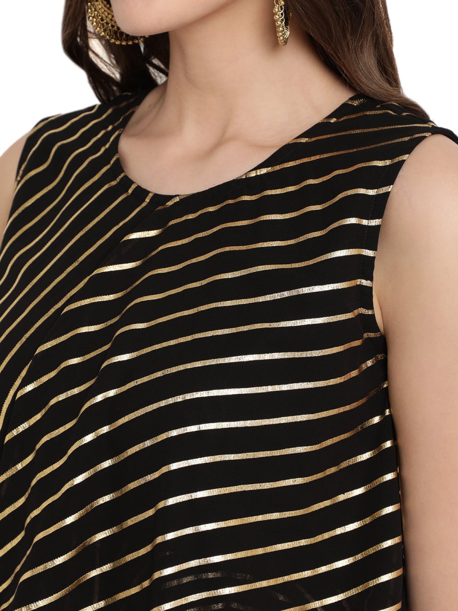 Ahalyaa Crepe Foil Printed Top With Plazzo | Swadesiicart