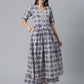 Ahalyaa Blue & Off-White Pure Cotton Printed Kurta with Palazzo | Swadesiicart