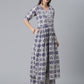 Ahalyaa Blue & Off-White Pure Cotton Printed Kurta with Palazzo | Swadesiicart