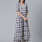 Ahalyaa Blue & Off-White Pure Cotton Printed Kurta with Palazzo | Swadesiicart