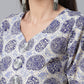 Ahalyaa Blue & Off-White Pure Cotton Printed Kurta with Palazzo | Swadesiicart