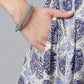 Ahalyaa Blue & Off-White Pure Cotton Printed Kurta with Palazzo | Swadesiicart