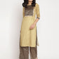 Ahalyaa Women's Mustard Color Digital Print Velvet Kurta With Palazzo | Swadesiicart