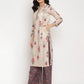 Ahalyaa Women's Beige Color Digital Print Velvet Kurta With Palazzo | Swadesiicart