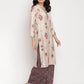 Ahalyaa Women's Beige Color Digital Print Velvet Kurta With Palazzo | Swadesiicart