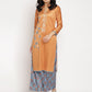 Ahalyaa Women's Orange Color Digital Print Velvet Kurta With Palazzo | Swadesiicart
