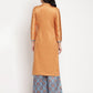 Ahalyaa Women's Orange Color Digital Print Velvet Kurta With Palazzo | Swadesiicart