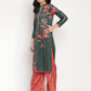 Ahalyaa Women's Dark Green Color Digital Print Velvet Kurta With Palazzo | Swadesiicart