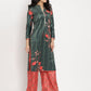 Ahalyaa Women's Dark Green Color Digital Print Velvet Kurta With Palazzo | Swadesiicart