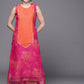 Ahalyaa Women Pink Floral Printed Gotta Patti Kurta with Palazzos | Swadesiicart