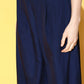 Ahalyaa Women Floral Printed Navy Blue Angrakha Kurta with Palazzos | Swadesiicart
