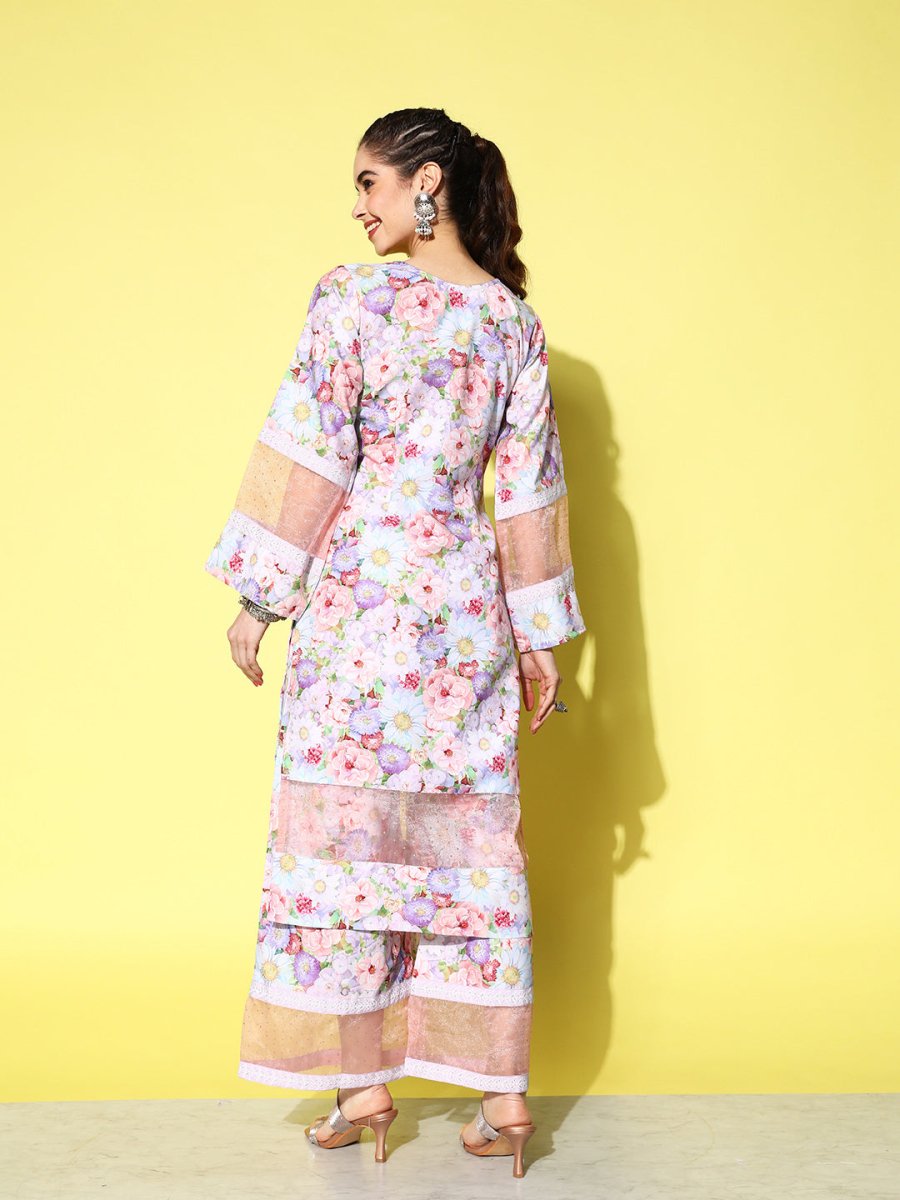 Ahalyaa Women Floral Printed Kurta with Palazzos | Swadesiicart
