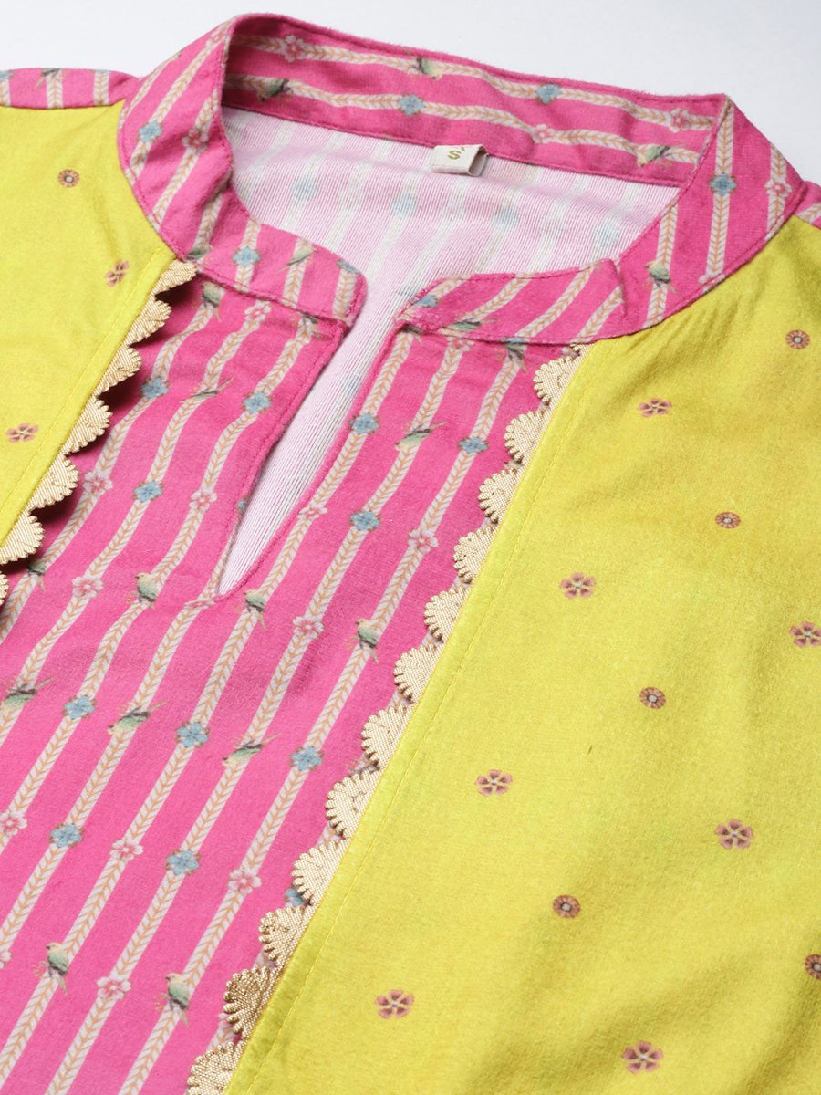 Ahalyaa Women Pink Velvet Kurta with Palazzo | Swadesiicart