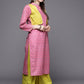 Ahalyaa Women Pink Velvet Kurta with Palazzo | Swadesiicart