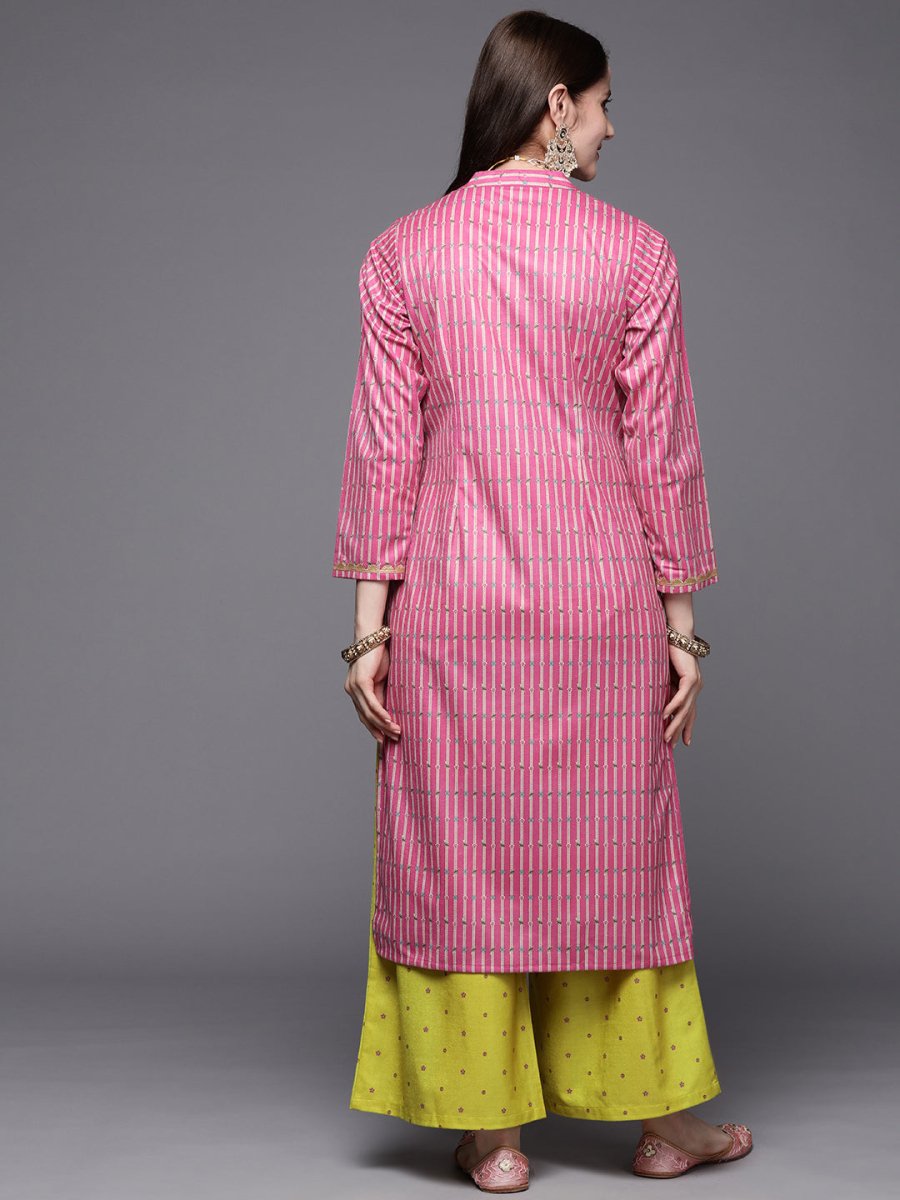 Ahalyaa Women Pink Velvet Kurta with Palazzo | Swadesiicart