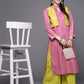 Ahalyaa Women Pink Velvet Kurta with Palazzo | Swadesiicart