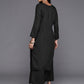 Ahalyaa Women Black Embroidered Aari Work Pashmina Kurta With Palazzos | Swadesiicart