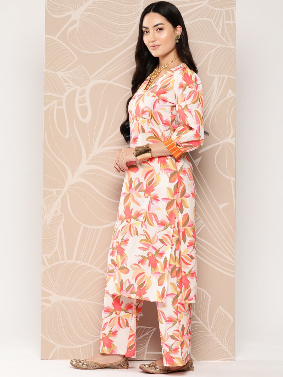 Ahalyaa Floral Printed Regular Gotta Patti Kurta with Palazzos | Swadesiicart