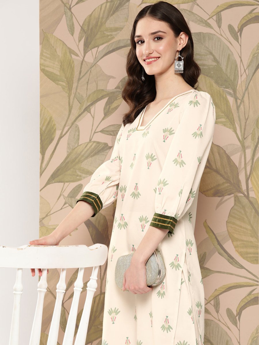 Ahalyaa Women Floral Printed Regular Gotta Patti Kurta with Palazzos | Swadesiicart