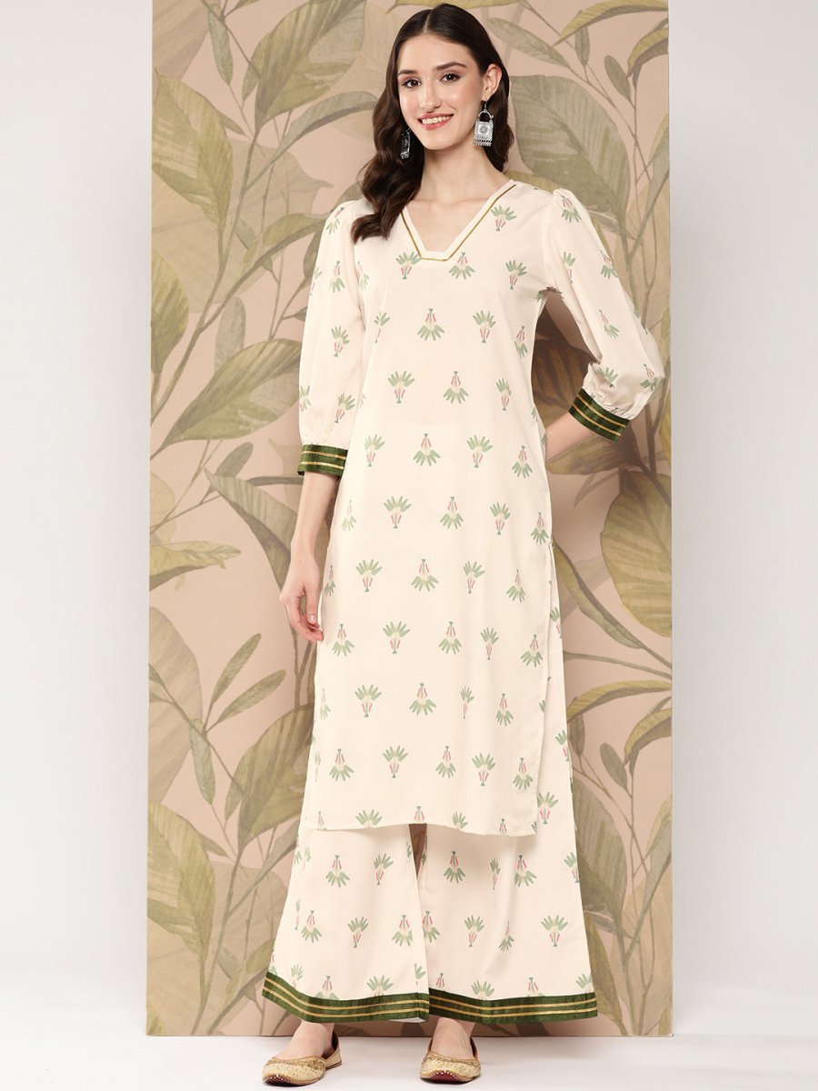 Ahalyaa Women Floral Printed Regular Gotta Patti Kurta with Palazzos | Swadesiicart