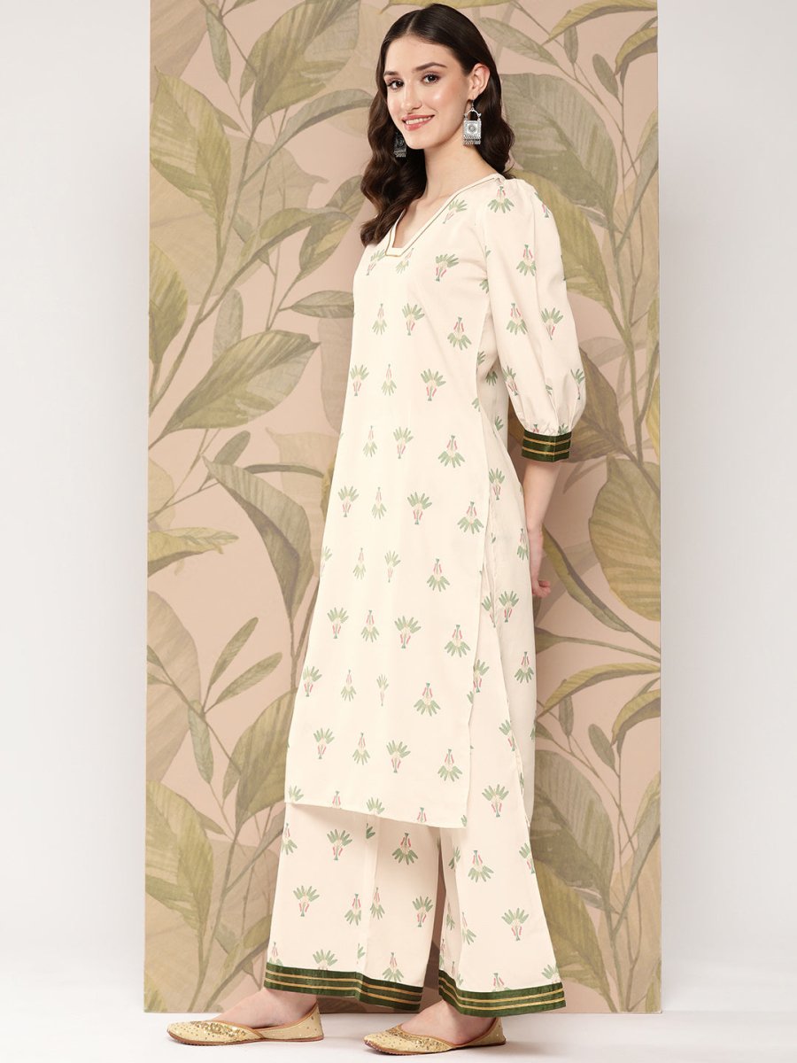 Ahalyaa Women Floral Printed Regular Gotta Patti Kurta with Palazzos | Swadesiicart