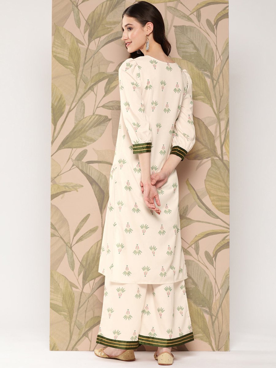 Ahalyaa Women Floral Printed Regular Gotta Patti Kurta with Palazzos | Swadesiicart